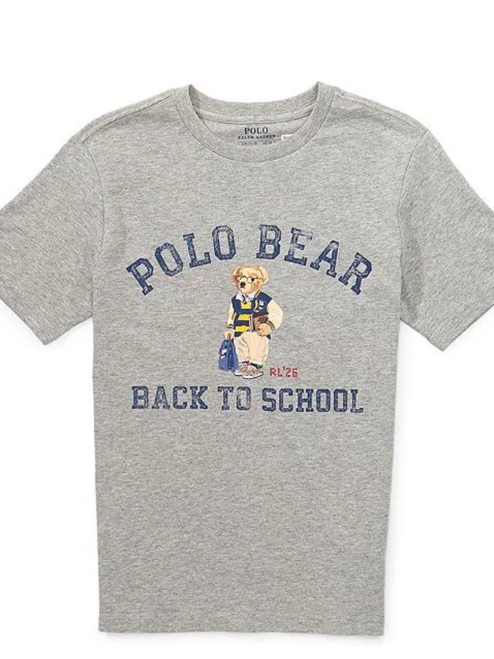 Ralph Lauren Polo Bear boy 8 y  'Back to School' Gray Kids T-Shirt